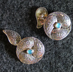Paisley Cuff links with Blue Agate
